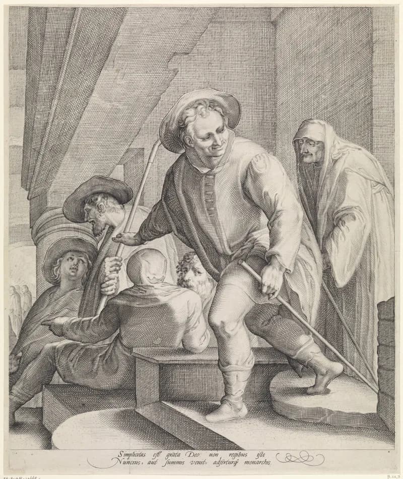 Aanbidding door de herders (rechter blad) by Jan Saenredam depicting Luke 2