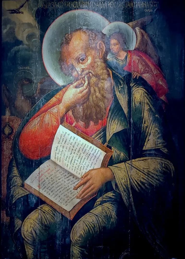 Holy Apostle John the Theologian in Silence by Anonymous (Russian icon tradition) depicting 2 John 1:1