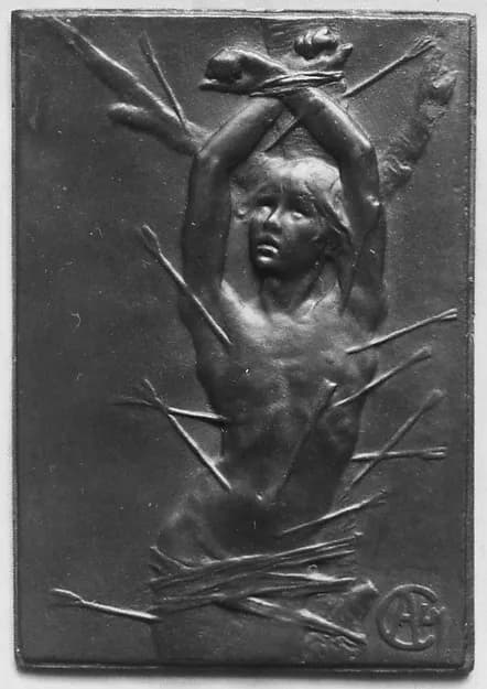 Martydom of Saint Sebastian by Alexandre-Louis-Marie Charpentier depicting Romans 8