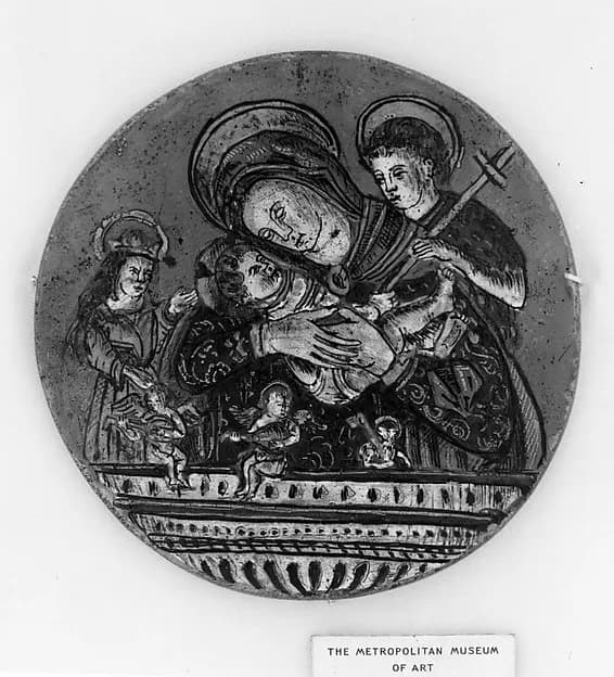 Madonna and Child between Saint John and a sainted abbess (probably Saint Catherine of Alexandria) by Anonymous depicting Matthew 3