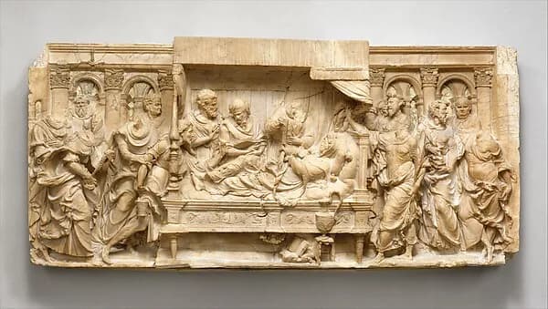 The Dormition of the Virgin by Jacques Juliot depicting Matthew 4
