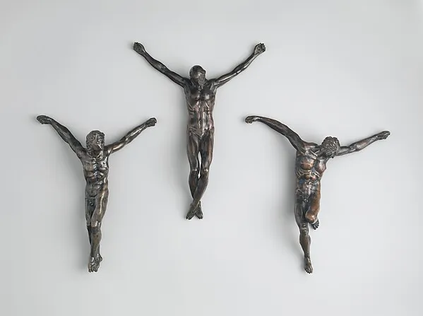 Christ and the Two Thieves Crucified by Michelangelo Buonarroti depicting Matthew 27