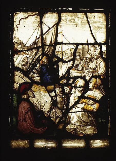 Christ Preaching from a Boat in the Lake of Gennesaret (one of a set of 12 scenes from The Life of Christ) by Jan Rombouts depicting John 1