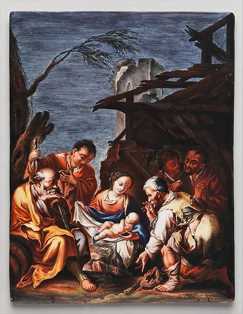 Adoration of the Shepherds by Adam Friedrich von Löwenfinck depicting Luke 2