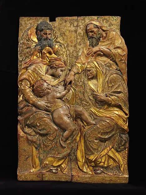 The Holy Family with Saints Anne and Joachim by Diego de Pesquera depicting Luke 1