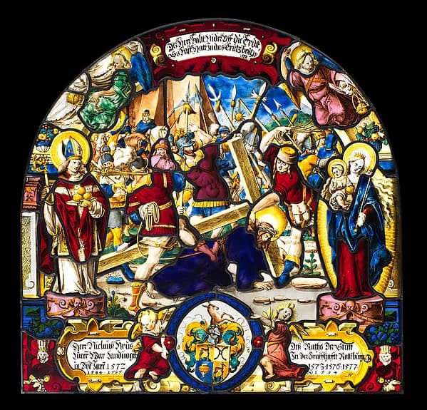 Christ Falling Under the Cross by Franz Fallenter depicting Luke 2