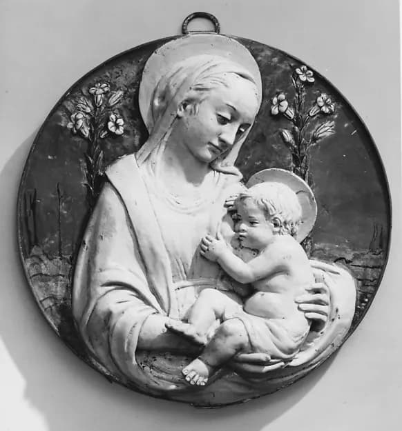 Madonna of the Lillies by Benedetto Buglioni depicting Luke 2