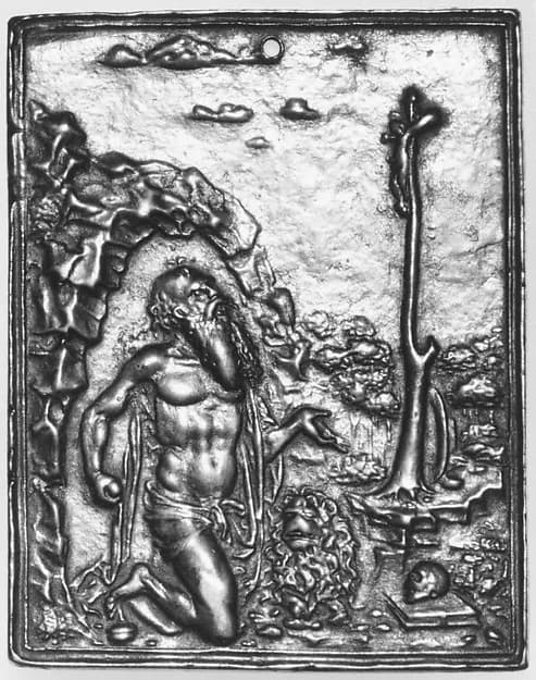 St. Jerome in the Desert by Moderno (Galeazzo Mondella) depicting Romans 8