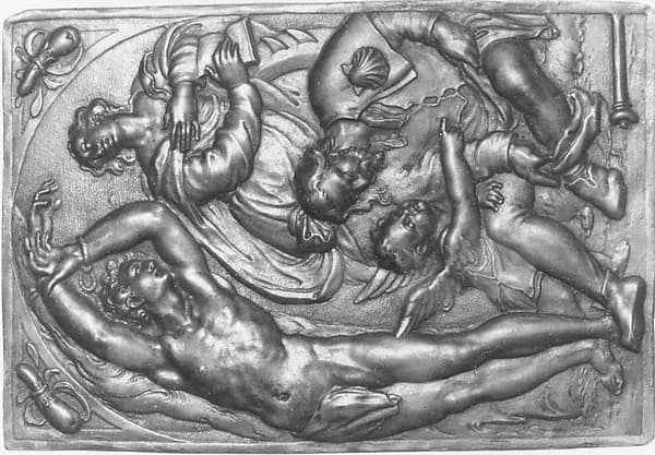 Ss. Sebastian, Catherine and Roch by Paulus Willemsz. van Vianen depicting Romans 8