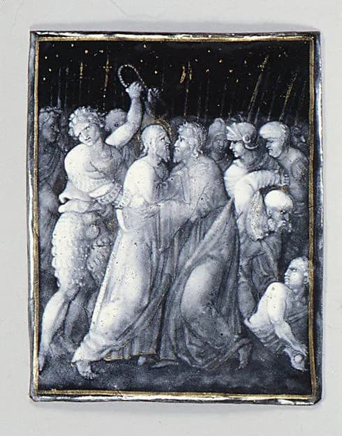 The Betrayal (one of seven) by Jean II Pénicaud depicting Matthew 26