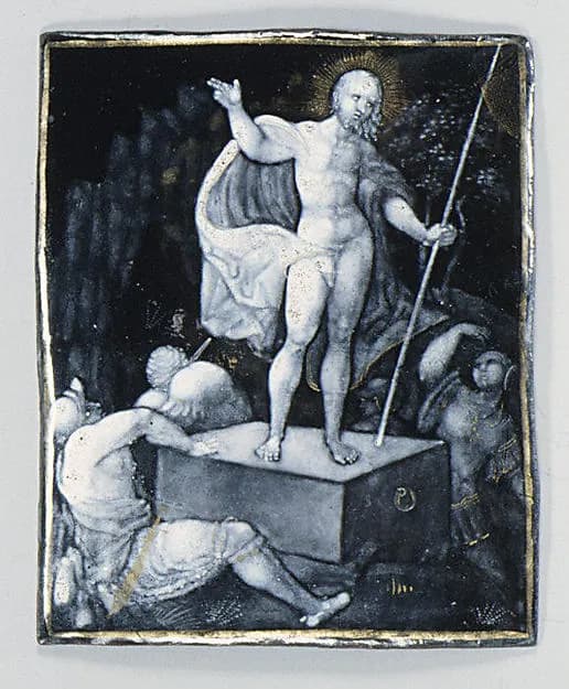 The Resurrection (one of seven) by Jean II Pénicaud depicting Matthew 28