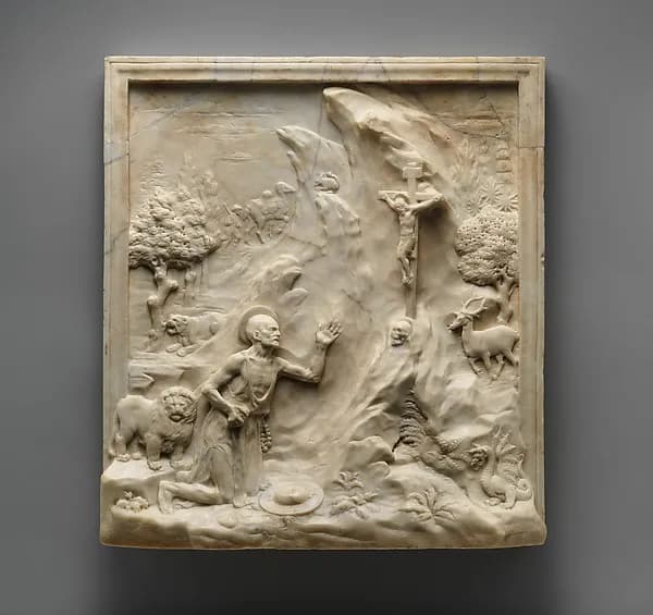 Saint Jerome in the Wilderness by Antonio Rossellino depicting Matthew 27