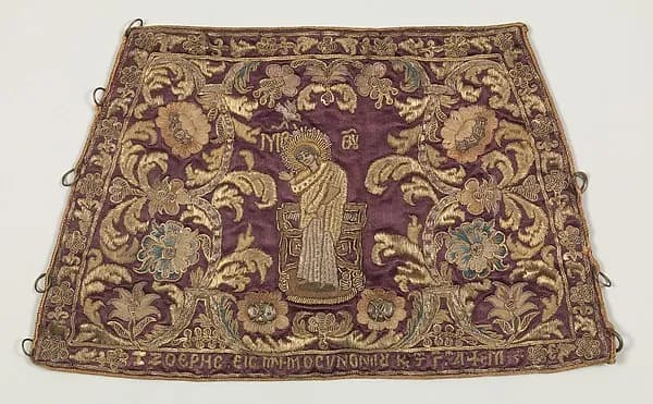 Liturgical cuff (Epimanikion) by Anonymous depicting Luke 1