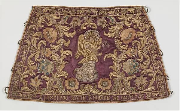 Liturgical cuff (Epimanikion) by Anonymous depicting Luke 1