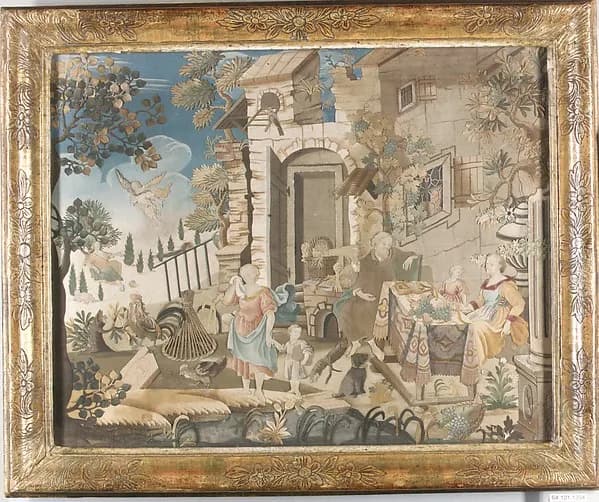 Collage picture with scenes from the Story of Abraham by Anonymous depicting Genesis 18