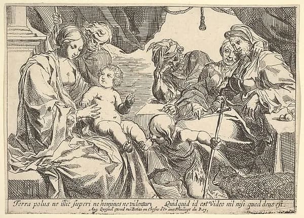 Holy Family with Saints, from "Episodes from the New Testament" by Pierre Brebiette depicting Luke 2