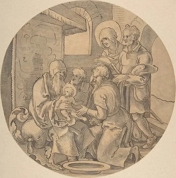 The Circumcision of Christ by Sebald Beham depicting Luke 2