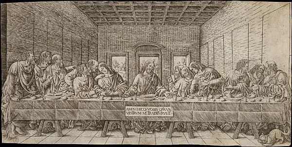 The Last Supper, with a Spaniel by Giovanni Pietro da Birago depicting Matthew 26