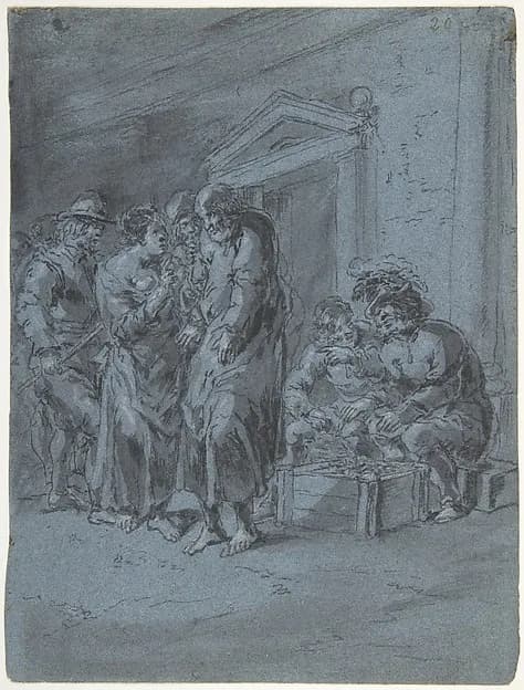 St. Peter Recognized by a Servant Girl by Leonaert Bramer depicting Matthew 4