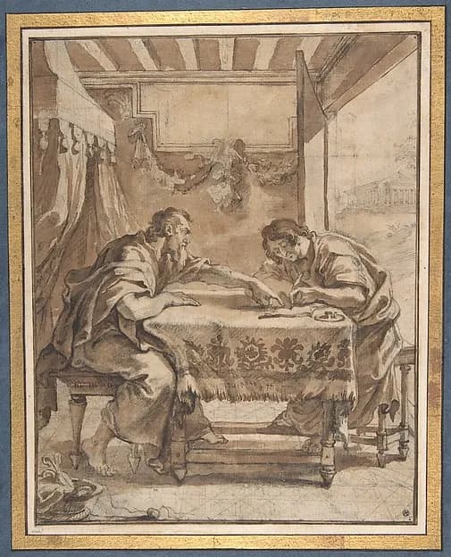 St. Paul Dictating at Ephesus by Abraham van Diepenbeeck depicting Romans 1