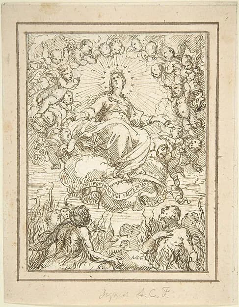 Virgin Interceding for Those in Purgatory by Alonso Cano depicting Luke 1