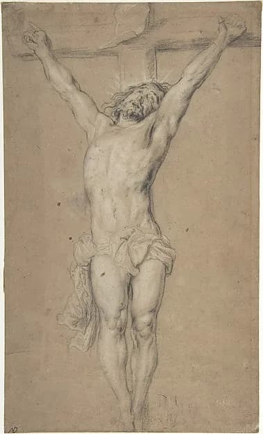 Christ on the Cross; verso: St. Jerome Reading by Candlelight, and Sketch of Male Torso (?) by Anthony van Dyck depicting Matthew 27