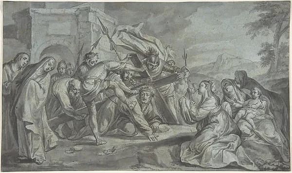 Christ Carrying the Cross by Johann Wolfgang Baumgartner depicting Mark 15