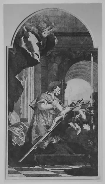 Saint Charles Borromeo Venerating the Crucifix by Lorenzo Tiepolo depicting Matthew 27