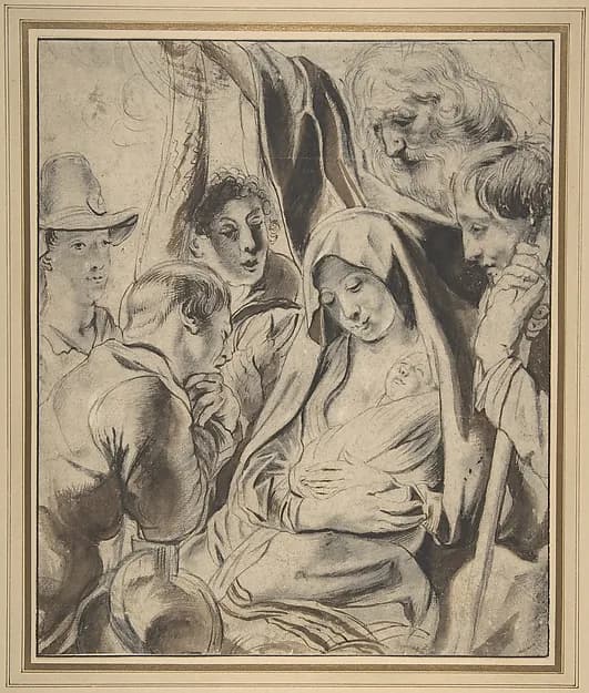 Adoration of the Shepherds by Jacob Jordaens depicting Luke 2