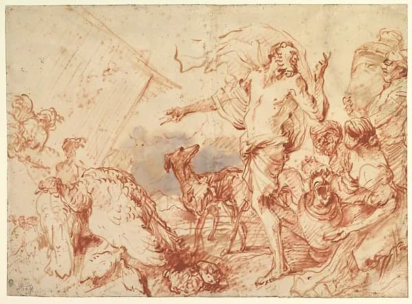 Noah Entering the Ark by Giovanni Benedetto Castiglione (Il Grechetto) depicting Genesis 7
