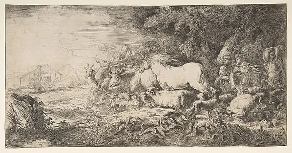 Noah and the animals entering the ark by Giovanni Benedetto Castiglione (Il Grechetto) depicting Genesis 7