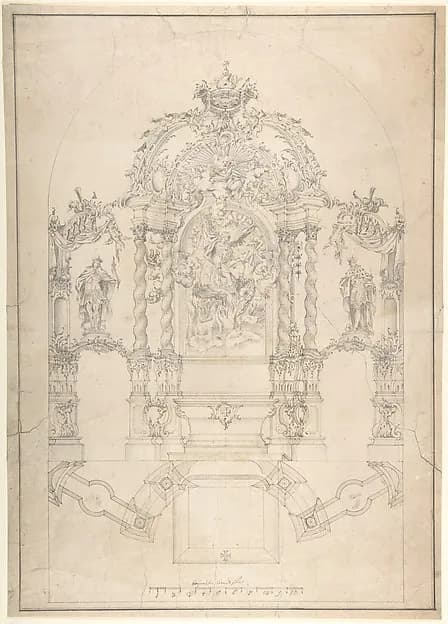 Design for an Alter with Saint Michael and the Dragon by Johann Baptist Modler depicting Revelation 12
