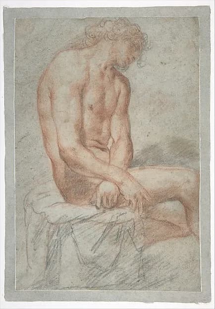 Study of a seated male figure (Ecce Homo?) by Juan Carreño de Miranda depicting John 19