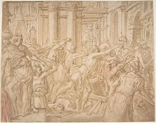Christ Driving the Money Changers from the Temple by Frans Floris I depicting Matthew 21