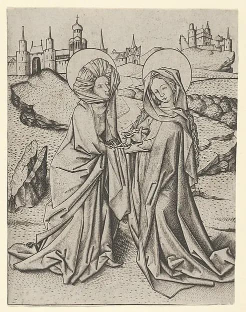 The Visitation by Master ES depicting Luke 1