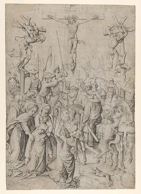 The Crucifixion by Master IAM of Zwolle depicting Matthew 27