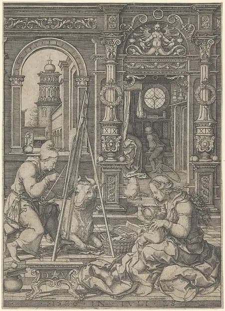 Saint Luke Painting the Virgin by Dirck Vellert depicting Luke 1