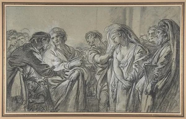 Christ and the Woman Taken in Adultery by François Boucher depicting John 1