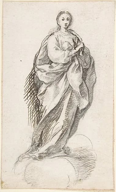 Virgin of the Immaculate Conception Standing on Clouds by Pedro Duque Cornejo depicting Luke 1