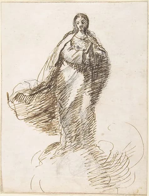 Virgin of the Immaculate Conception Standing on Clouds by Pedro Duque Cornejo depicting Luke 1