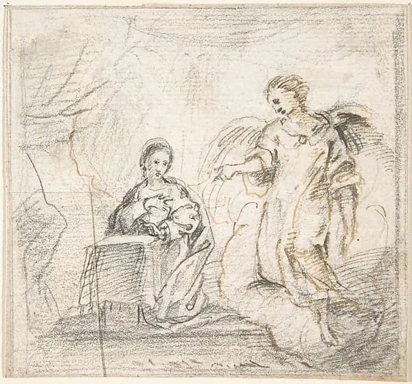 The Annunciation (Angel Approaching From the Right) by Pedro Duque Cornejo depicting Luke 1