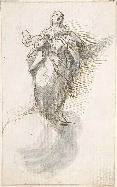 Virgin of the Immaculate Conception Standing on Clouds by Pedro Duque Cornejo depicting Luke 1