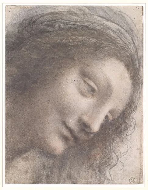 The Head of the Virgin in Three-Quarter View Facing Right by Leonardo da Vinci depicting Luke 1