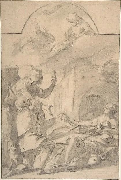 St. Roch Interceding before the Holy Trinity for Plague Victims by Laurent de La Hyre depicting Matthew 28