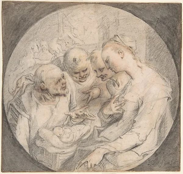 Adoration of the Shepherds by Hendrick Goltzius depicting Luke 2