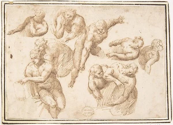 Group of Figures Copied from Michelangelo's Last Judgment by Francesco Allegrini depicting Revelation 20