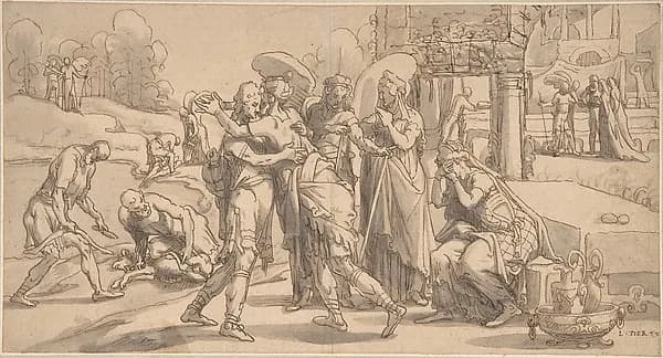 Raguel's Reception of Tobias at Ecbatana by Pieter Aertsen depicting Tobit 6