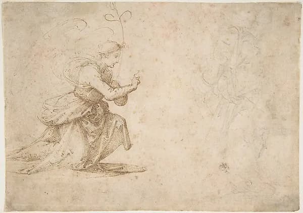 The Annunciation (recto); Faint View of Buildings (verso) by Fra Bartolomeo (Bartolomeo di Paolo del Fattorino) depicting Luke 1