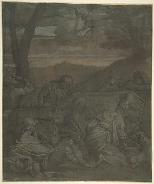 The Annunciation to the Shepherds by Jacopo Bassano (Jacopo da Ponte) depicting Luke 1