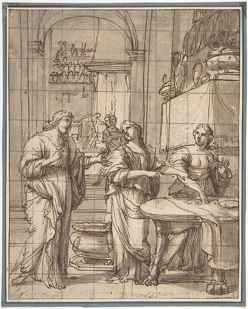 Christ in the House of Martha and Mary by François Perrier depicting Luke 10